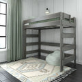 Cama alta doble de estilo rústico en color Driftwood/Barnwood Brown, para 1 persona