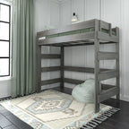 Cama alta doble de estilo rústico en color Driftwood/Barnwood Brown, para 1 persona