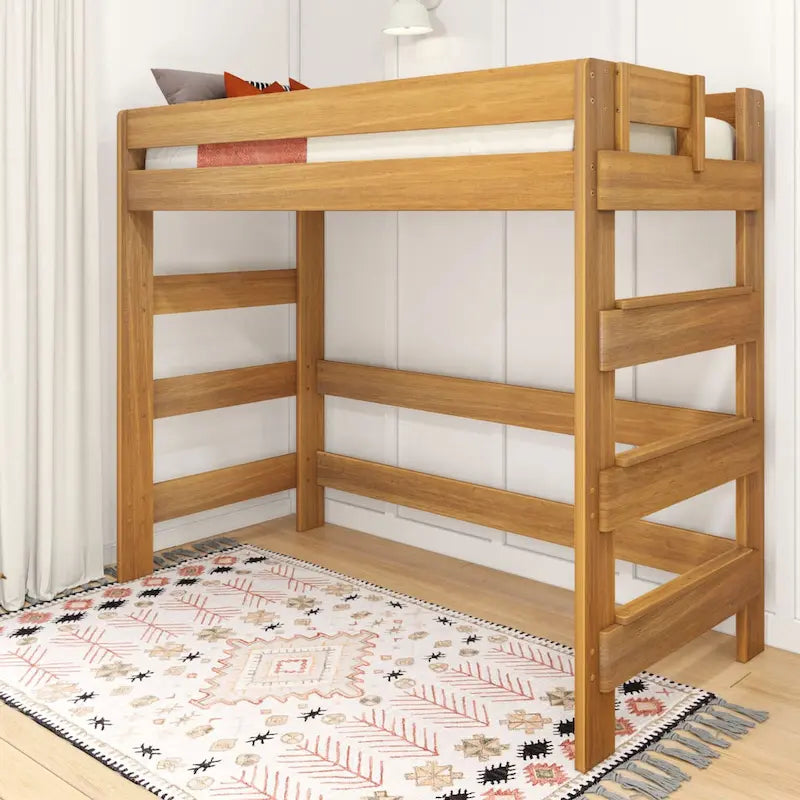 Cama alta doble de estilo rústico en color Driftwood/Barnwood Brown, para 1 persona