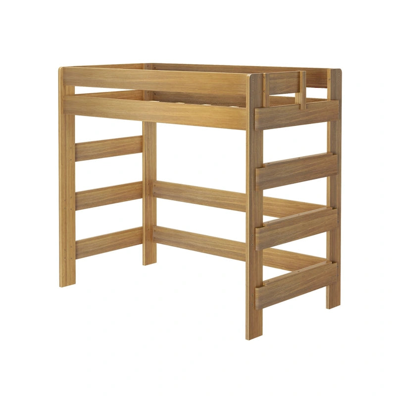 Cama alta doble de estilo rústico en color Driftwood/Barnwood Brown, para 1 persona