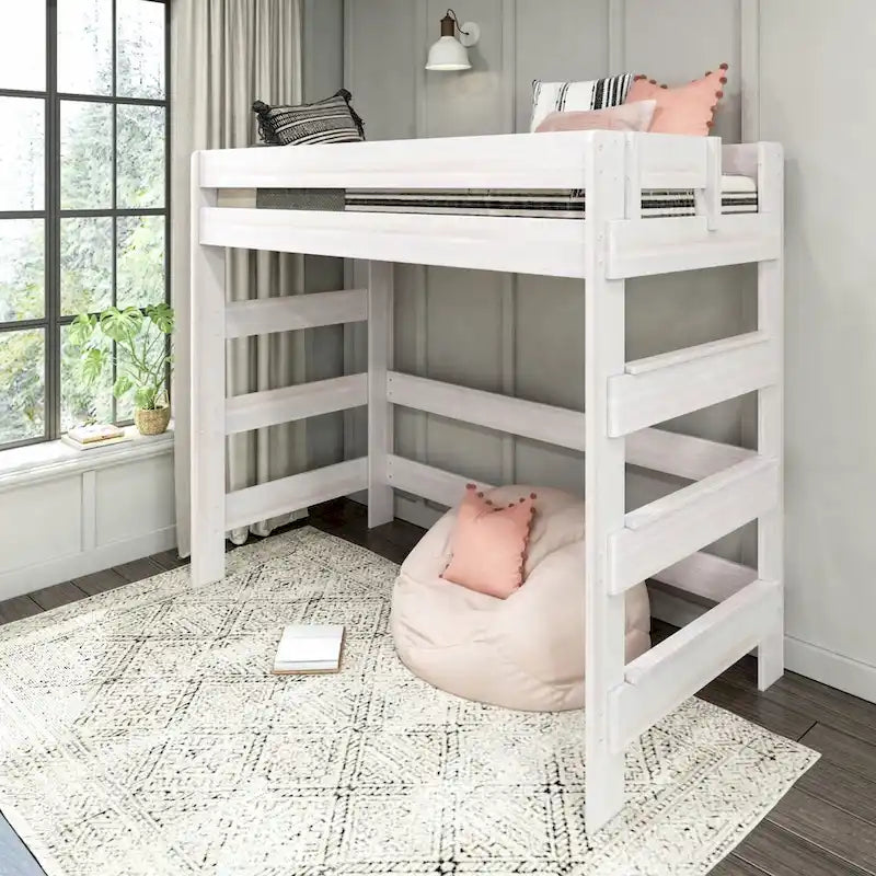 Cama alta doble de estilo rústico en color Driftwood/Barnwood Brown, para 1 persona