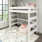 Cama alta doble de estilo rústico en color Driftwood/Barnwood Brown, para 1 persona