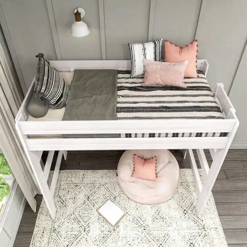 Cama alta doble de estilo rústico en color Driftwood/Barnwood Brown, para 1 persona
