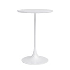 Mesa de café redonda a la altura de mostrador, blanca/blanco mármol sintético y negro, para 2 personas