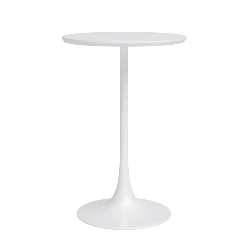 Mesa de café redonda a la altura de mostrador, blanca/blanco mármol sintético y negro, para 2 personas