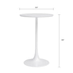 Mesa de café redonda a la altura de mostrador, blanca/blanco mármol sintético y negro, para 2 personas