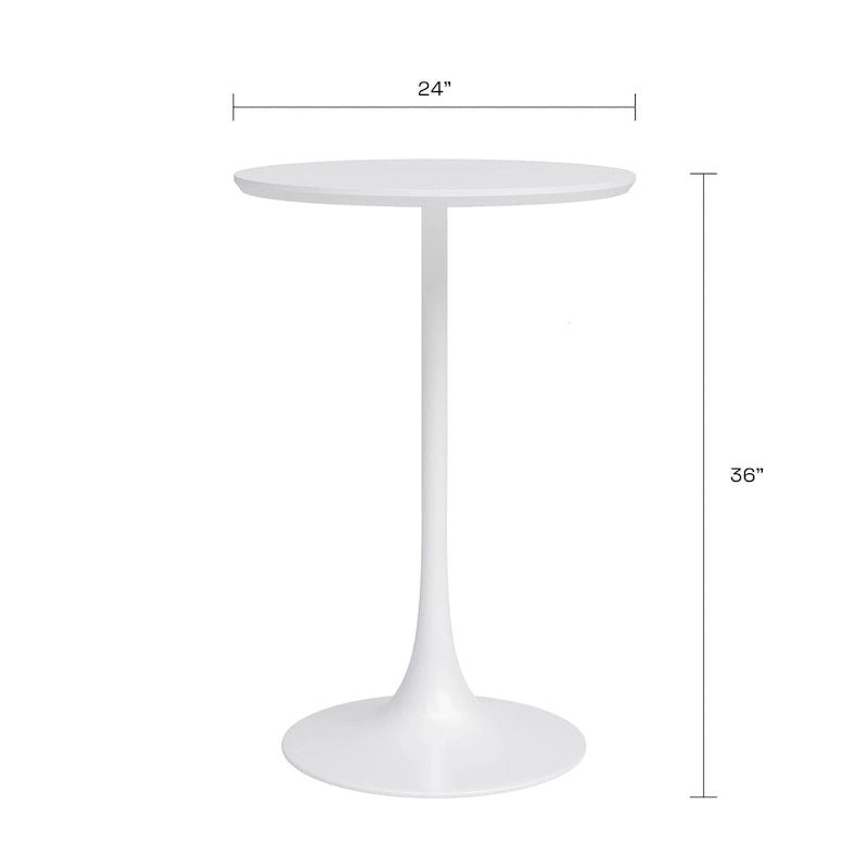 Mesa de café redonda a la altura de mostrador, blanca/blanco mármol sintético y negro, para 2 personas