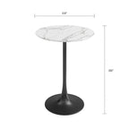 Mesa de café redonda a la altura de mostrador, blanca/blanco mármol sintético y negro, para 2 personas