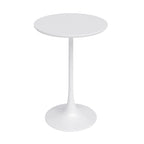 Mesa de café redonda a la altura de mostrador, blanca/blanco mármol sintético y negro, para 2 personas