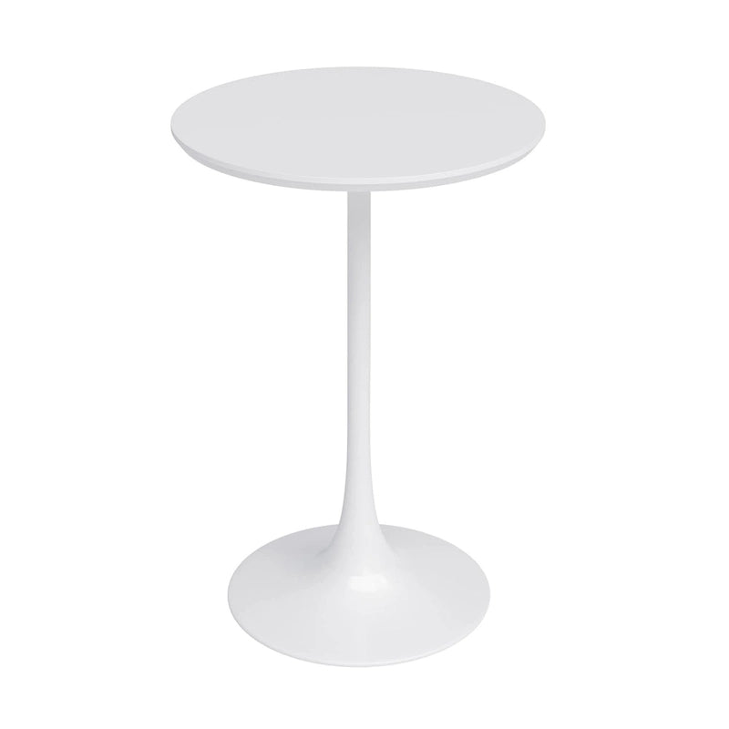 Mesa de café redonda a la altura de mostrador, blanca/blanco mármol sintético y negro, para 2 personas
