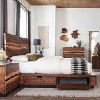 Plataforma de Almacenamiento para Cama Smokey Walnut y Coffee Bean – Queen/King, Capacidad 1–2 personas