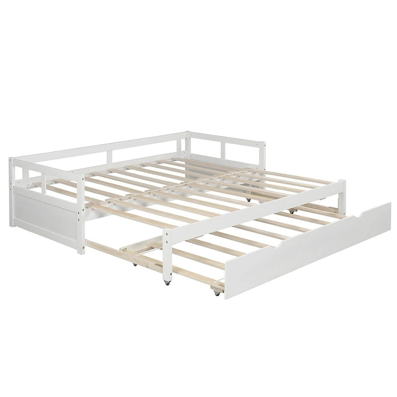 Cama nido expandible blanca/gris/espresso con nido, de individual a king, 1-2 personas