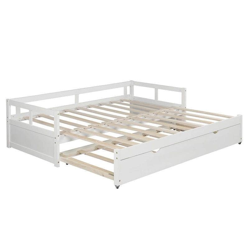 Cama nido expandible blanca/gris/espresso con nido, de individual a king, 1-2 personas