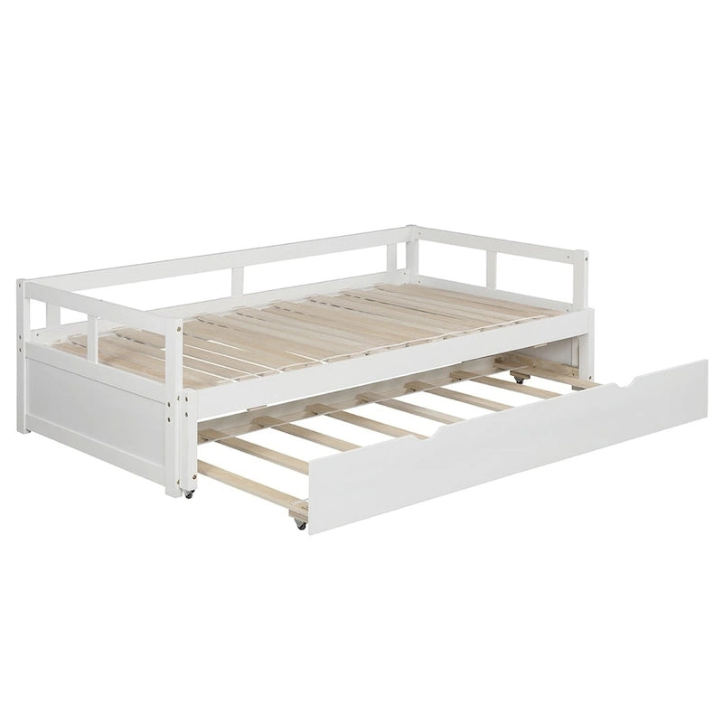 Cama nido expandible blanca/gris/espresso con nido, de individual a king, 1-2 personas