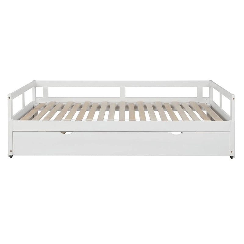 Cama nido expandible blanca/gris/espresso con nido, de individual a king, 1-2 personas