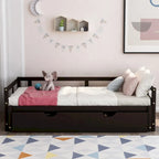 Cama nido expandible blanca/gris/espresso con nido, de individual a king, 1-2 personas