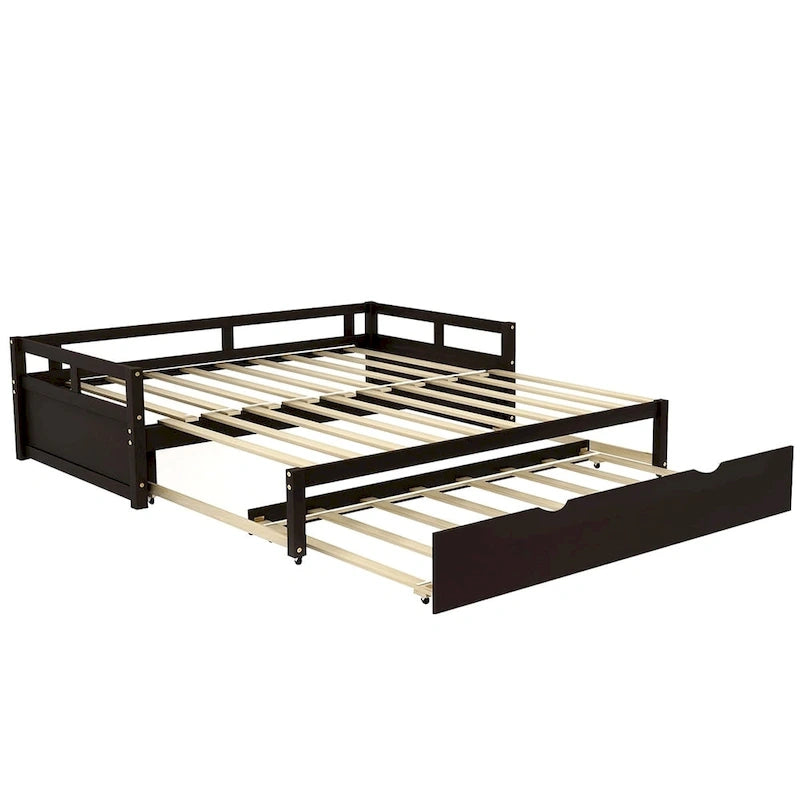 Cama nido expandible blanca/gris/espresso con nido, de individual a king, 1-2 personas