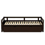 Cama nido expandible blanca/gris/espresso con nido, de individual a king, 1-2 personas