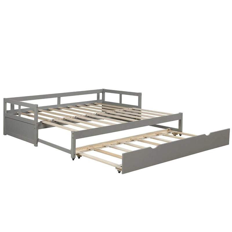 Cama nido expandible blanca/gris/espresso con nido, de individual a king, 1-2 personas