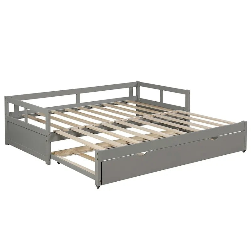 Cama nido expandible blanca/gris/espresso con nido, de individual a king, 1-2 personas