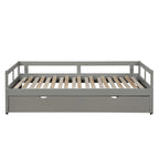 Cama nido expandible blanca/gris/espresso con nido, de individual a king, 1-2 personas