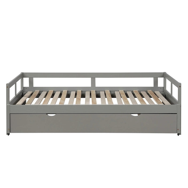 Cama nido expandible blanca/gris/espresso con nido, de individual a king, 1-2 personas