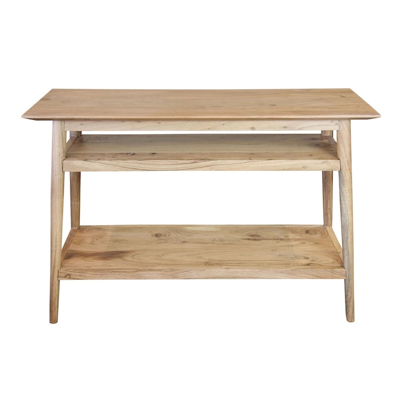 Mesa Consola de Acacia Sólida con 2 Estantes