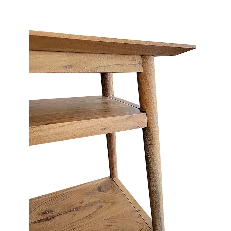Mesa Consola de Acacia Sólida con 2 Estantes