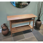Mesa Consola de Acacia Sólida con 2 Estantes