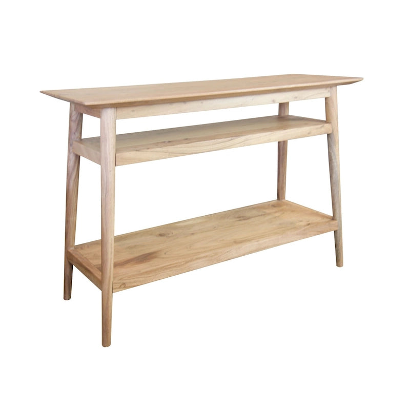 Mesa Consola de Acacia Sólida con 2 Estantes