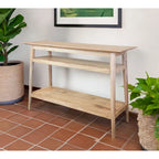 Mesa Consola de Acacia Sólida con 2 Estantes