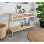 Mesa Consola de Acacia Sólida con 2 Estantes