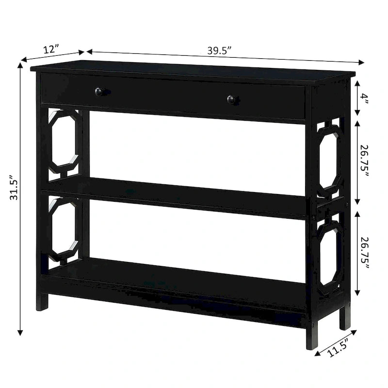 Mesa Consola con 1 Cajón y Estantes – Negro, Espresso, Gris, Blanco, Madera Flotante