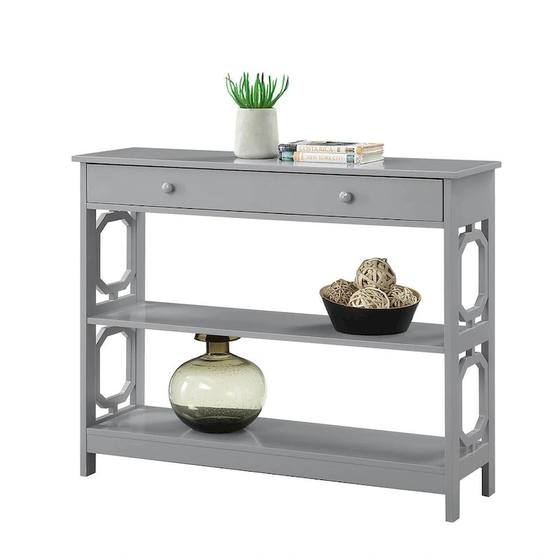 Mesa Consola con 1 Cajón y Estantes – Negro, Espresso, Gris, Blanco, Madera Flotante