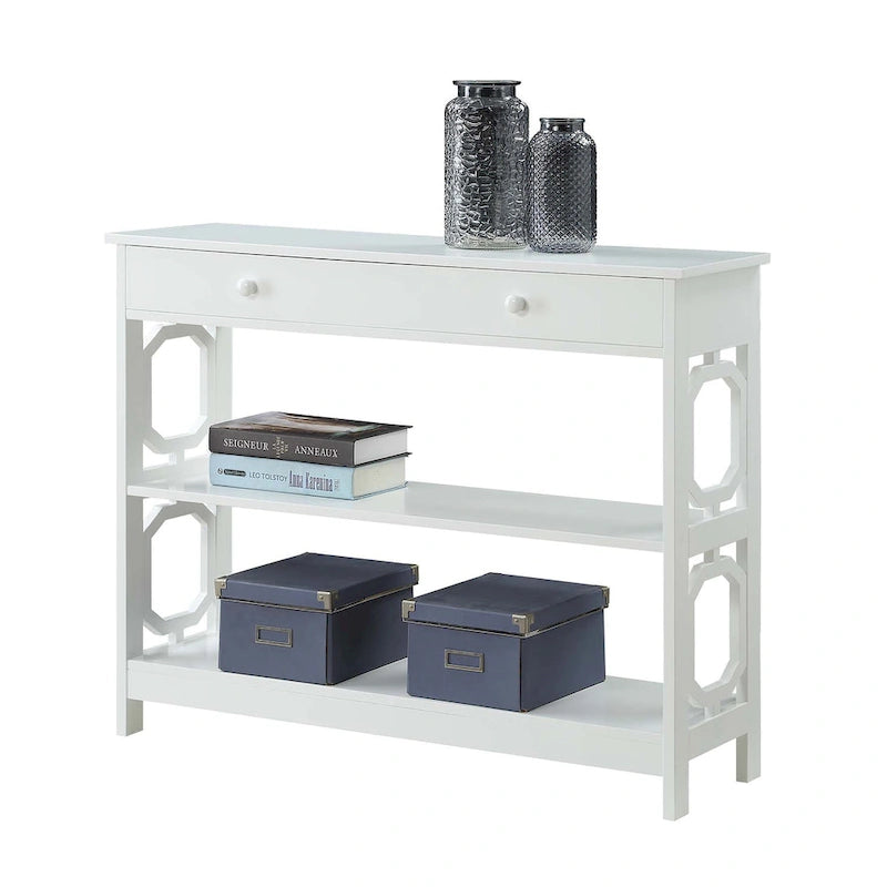 Mesa Consola con 1 Cajón y Estantes – Negro, Espresso, Gris, Blanco, Madera Flotante