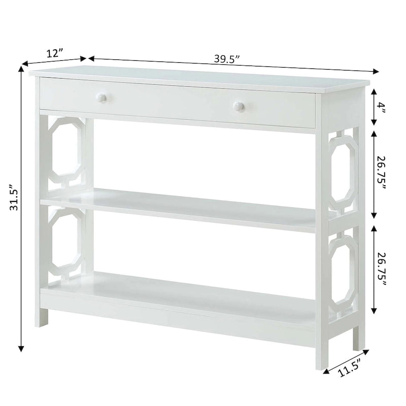 Mesa Consola con 1 Cajón y Estantes – Negro, Espresso, Gris, Blanco, Madera Flotante