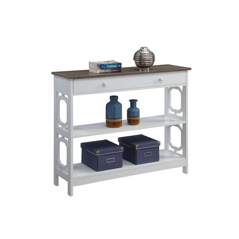 Mesa Consola con 1 Cajón y Estantes – Negro, Espresso, Gris, Blanco, Madera Flotante