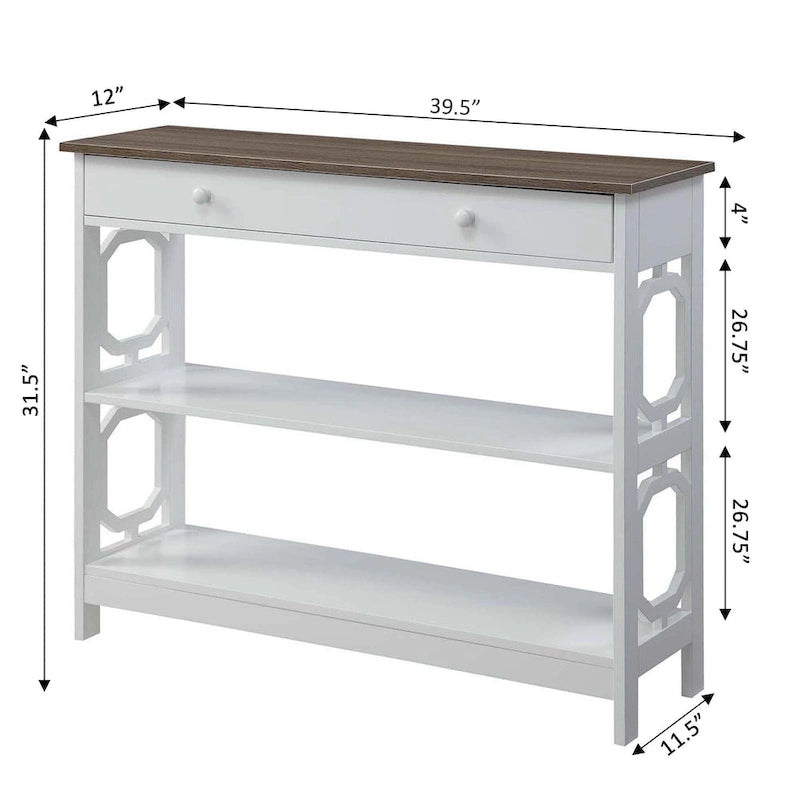 Mesa Consola con 1 Cajón y Estantes – Negro, Espresso, Gris, Blanco, Madera Flotante