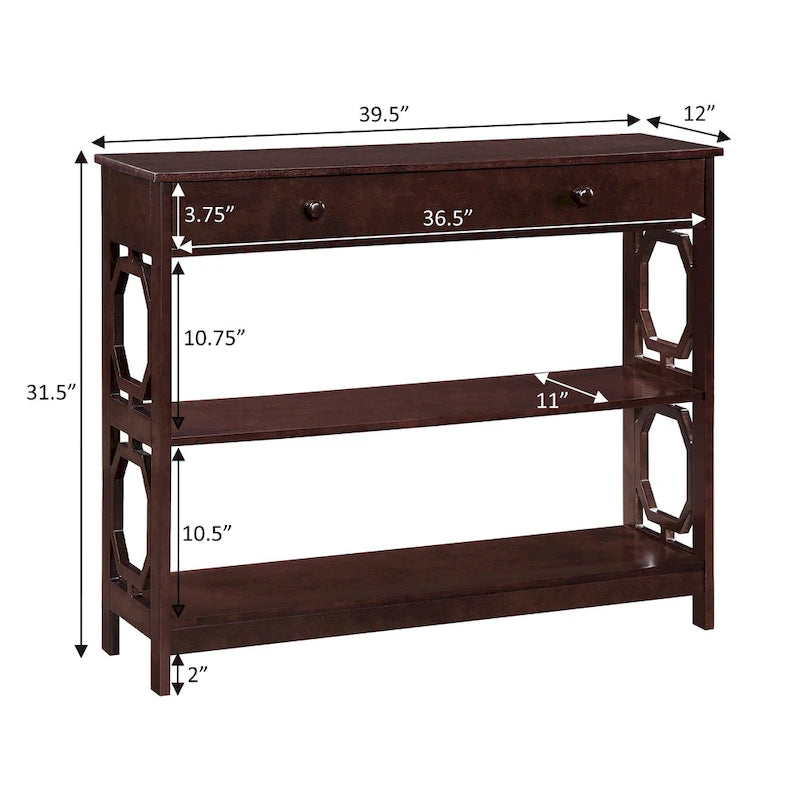 Mesa Consola con 1 Cajón y Estantes – Negro, Espresso, Gris, Blanco, Madera Flotante