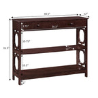Mesa Consola con 1 Cajón y Estantes – Negro, Espresso, Gris, Blanco, Madera Flotante