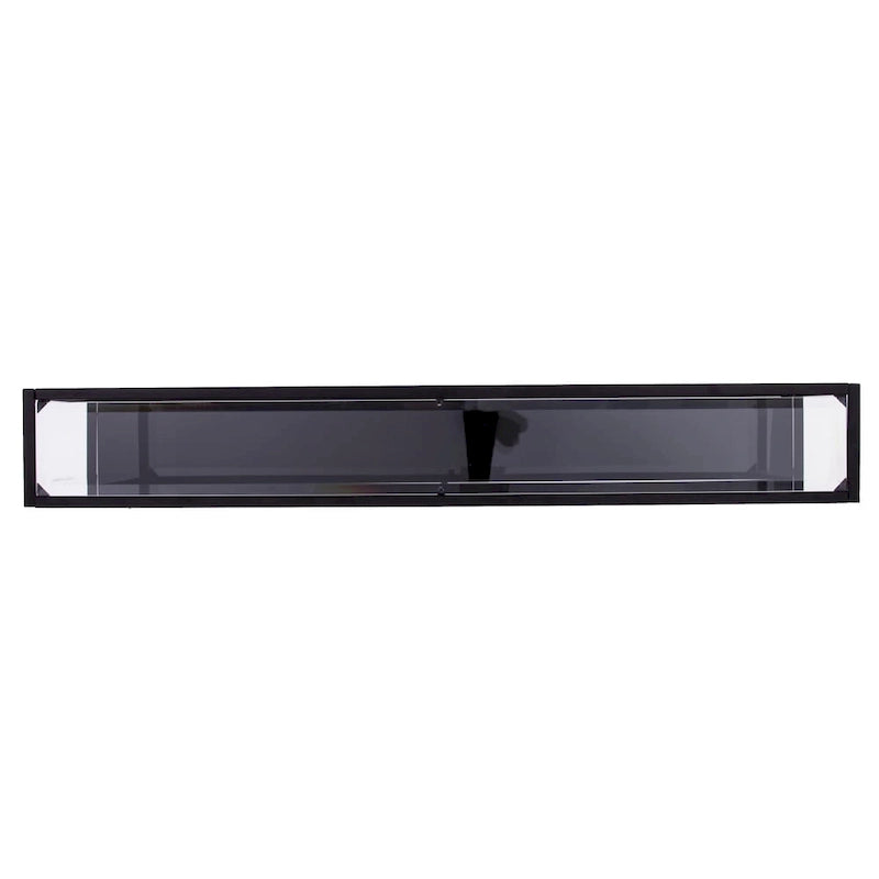 Mesa consola de metal estrecha plateada/negra con tapa de cristal templado