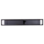 Mesa consola de metal estrecha plateada/negra con tapa de cristal templado