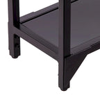 Mesa consola de metal estrecha plateada/negra con tapa de cristal templado