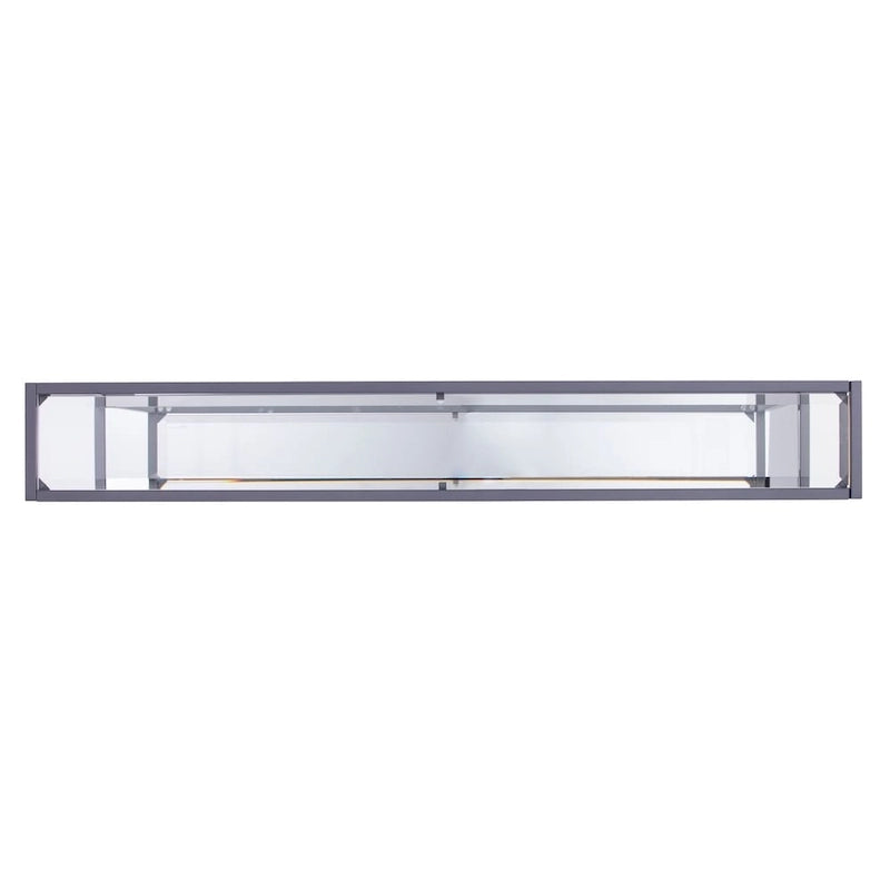 Mesa consola de metal estrecha plateada/negra con tapa de cristal templado