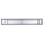 Mesa consola de metal estrecha plateada/negra con tapa de cristal templado