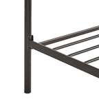 Cama con dosel de lino gris y metal negro – Queen, 1 persona