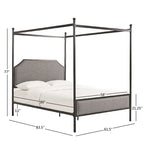 Cama con dosel de lino gris y metal negro – Queen, 1 persona