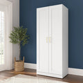 Armario alto de almacenaje estilo Shaker blanco con puertas, 2 puertas, individual