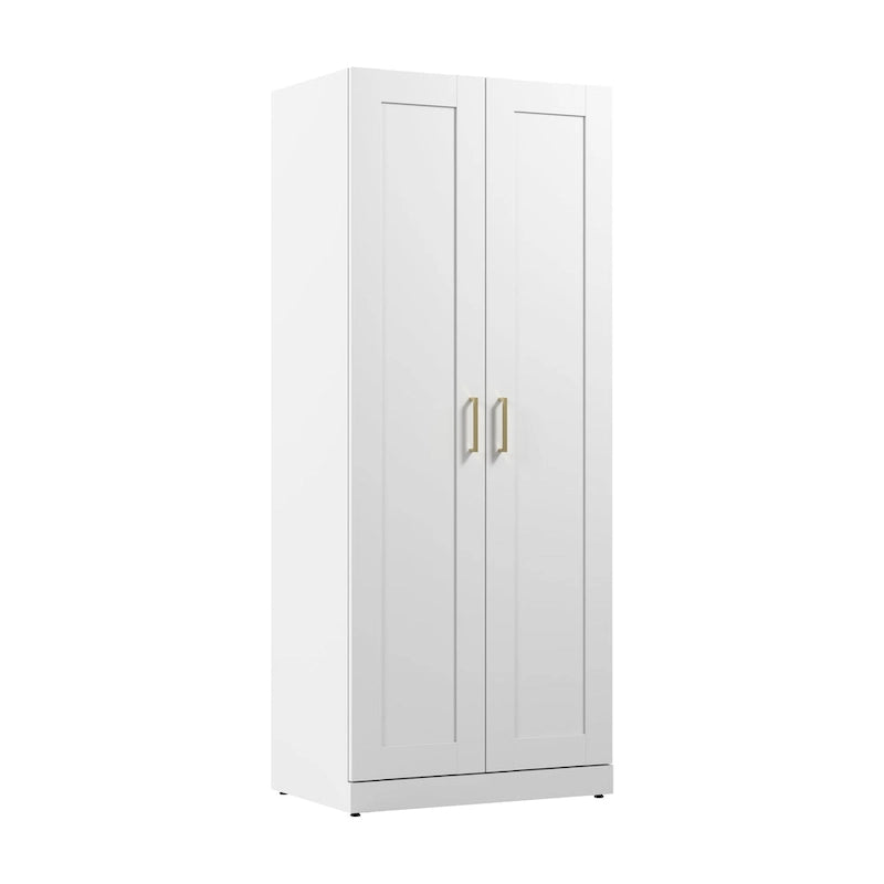 Armario alto de almacenaje estilo Shaker blanco con puertas, 2 puertas, individual