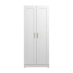 Armario alto de almacenaje estilo Shaker blanco con puertas, 2 puertas, individual